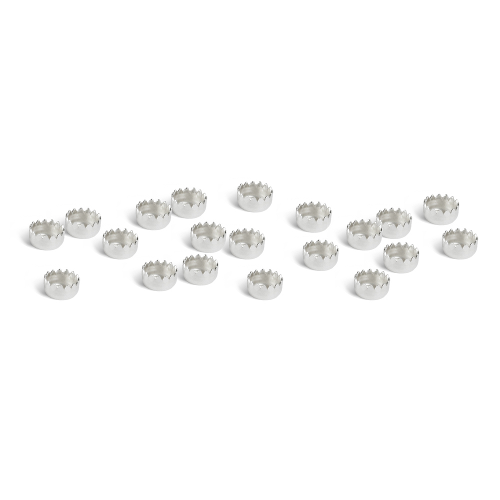 Rivets and Findings Sterling Silver 3mm (.12") Serrated Edge Bezel Cup Settings, Pack of 20